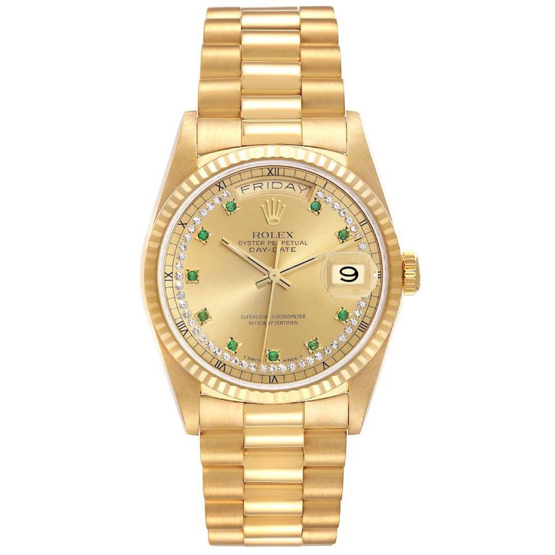 Rolex President Datejust Yellow Gold Diamond Dial Ladies Watch 69178