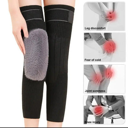 Men And Women Winter Warm Knee Warmer Pad Warm Wool Knee Pads with Strap - Pack of 2